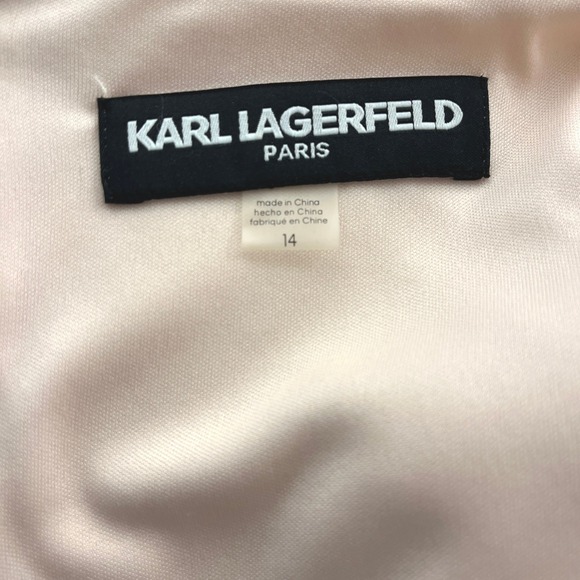 Karl Lagerfeld Paris Scuba Sheath Chiffon Dress Pearl Cuffs Boat Neck 14 - Picture 8 of 10